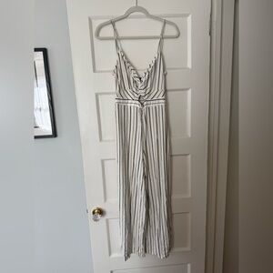 Bershka Black and White Striped Jumpsuit